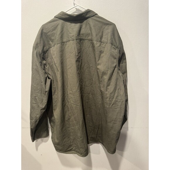 LL Bean Shirt Men XXL Olive Green Flannel Lined Hurricane Button Up Shacket - Picture 4 of 7